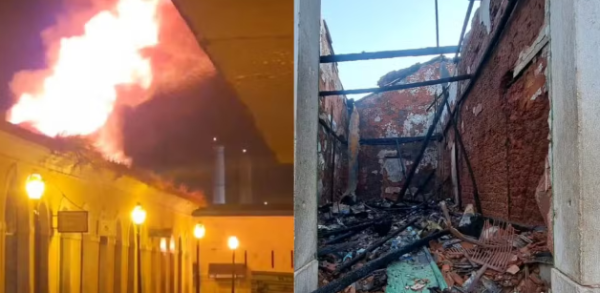Incêndio atinge casarões históricos no Mercado das Tulhas, no Centro de São Luís