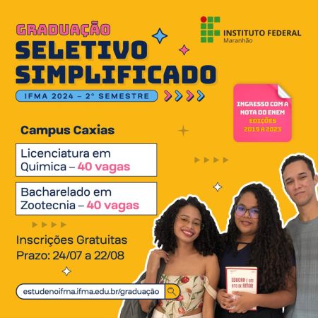 Seletivo Simplificado: IFMA Caxias oferece 80 vagas para cursos superiores