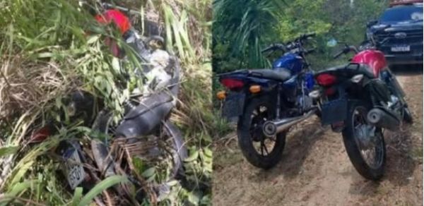 PM recupera duas motos roubadas em área de matagal nas proximidades do bairro Pampulha