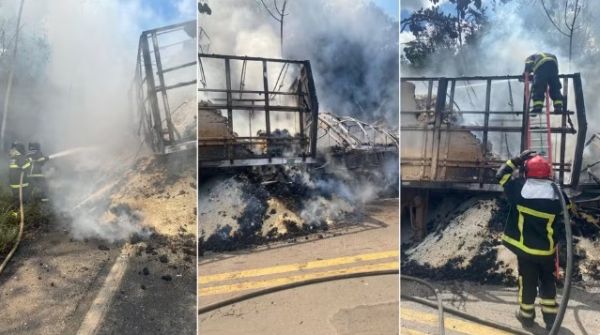 Incêndio consome carretas após colisão frontal na BR-226, em Barra do Corda