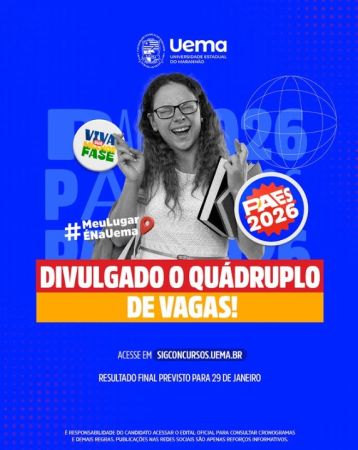 UEMA divulga relação de candidatos incluídos no quádruplo das vagas do PAES 2026; veja lista de Caxias