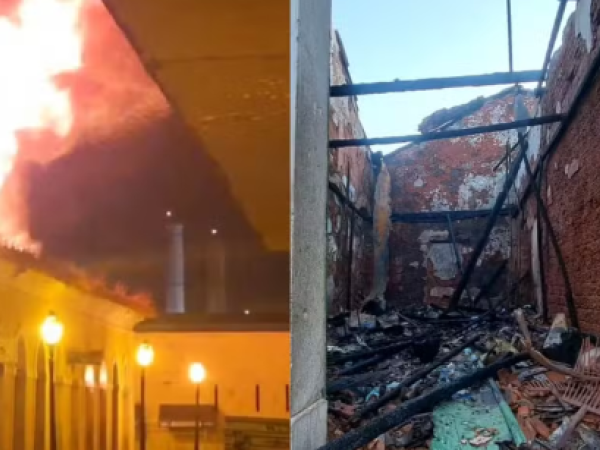 Incêndio atinge casarões históricos no Mercado das Tulhas, no Centro de São Luís