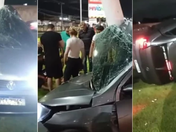 Poste quase cai sobre pessoas que prestavam socorro a motorista em São Luís